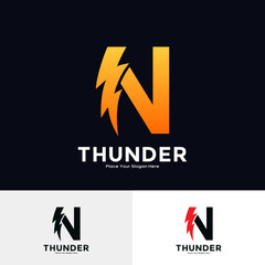 Letter N Thunder Logo vector template. Suitable for business, initial Lightning Bolt, corporate, technology, and poster illustration symbol