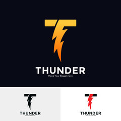 Letter T Thunder Logo vector template. Suitable for business, initial Lightning Bolt, corporate, technology, and poster illustration symbol