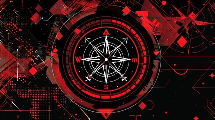 Vintage compass with geometric shapes and grunge texture for travel or adventure themed designs