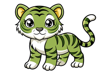cute baby tiger different style vector illustration line art