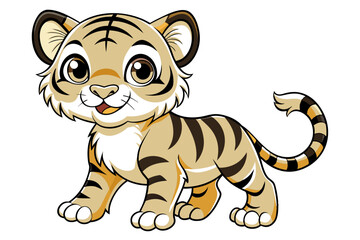 cute baby tiger different style vector illustration line art