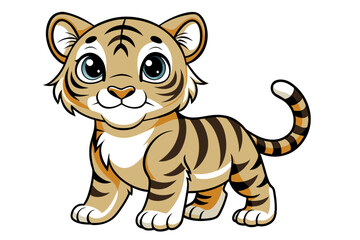 cute baby tiger different style vector illustration line art