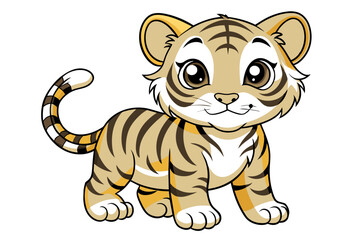 cute baby tiger different style vector illustration line art