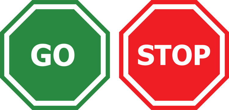 stop sign and go sign vector illustration