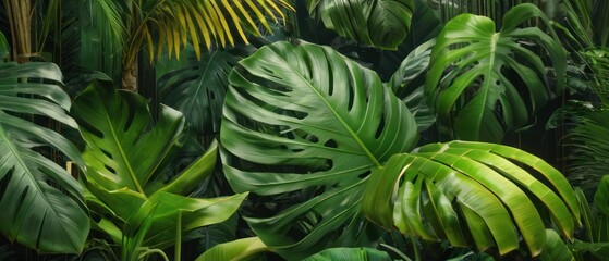 Fototapeta premium tropical forest leaf background. tropical leaves backdrop