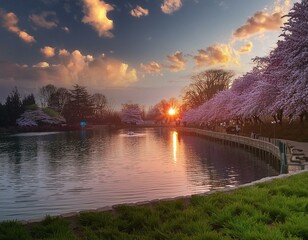 Obraz premium water, tree, lake, nature, landscape, river, sunset, sky, trees, reflection, forest, sun, blue, sunrise, spring, clouds, winter, dusk, summer, park, pond, evening, beautiful, green, sunlight