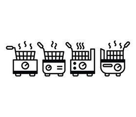Naklejka premium deep fryer icons symbol vector design simple black white colors illustration sets isolated