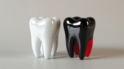White and black teeth for dental care and hygiene