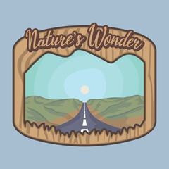 Nature Scenery Wood Emblem Vector