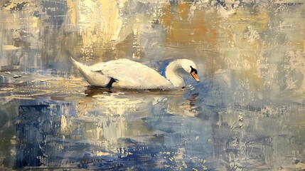 White swan on a lake reflecting peace and tranquility
