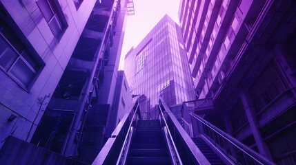 A japanese urban purple city architecture.