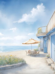 Obraz premium cafe with summer background