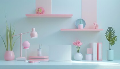 Desk organizer icon 3d blender pastel color Abstract background with light colour palette