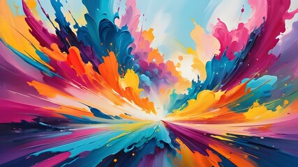 Obraz premium Abstract painting with vibrant colors . Fantasy concept , Illustration painting.