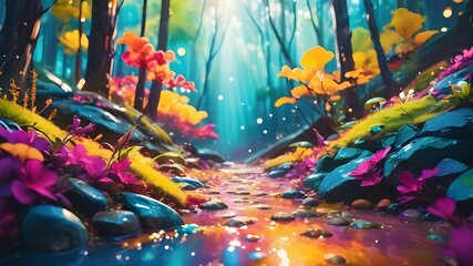 Abstract painting with vibrant colors . Fantasy concept , Illustration painting.