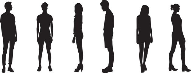 set of silhouettes of peoples