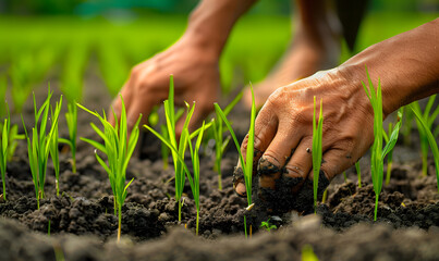 Rice, grains, and vegetables grown by farmers in the fields