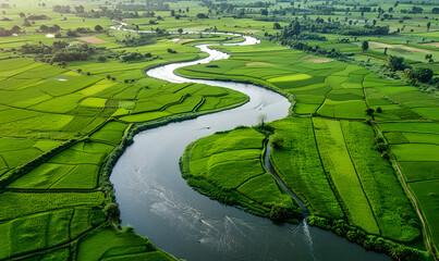 Rice, grains, and vegetables grown by farmers in the fields