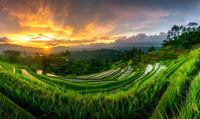 Rice, grains, and vegetables grown by farmers in the fields