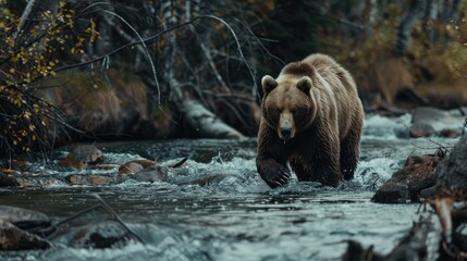 Triumphant Catch: Brown Bear Snags a Salmon