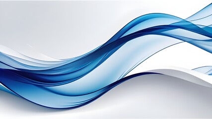 Fototapeta premium Blue abstract wave background with white background.