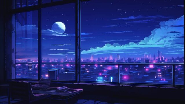 Lofi loop anime style animation background video