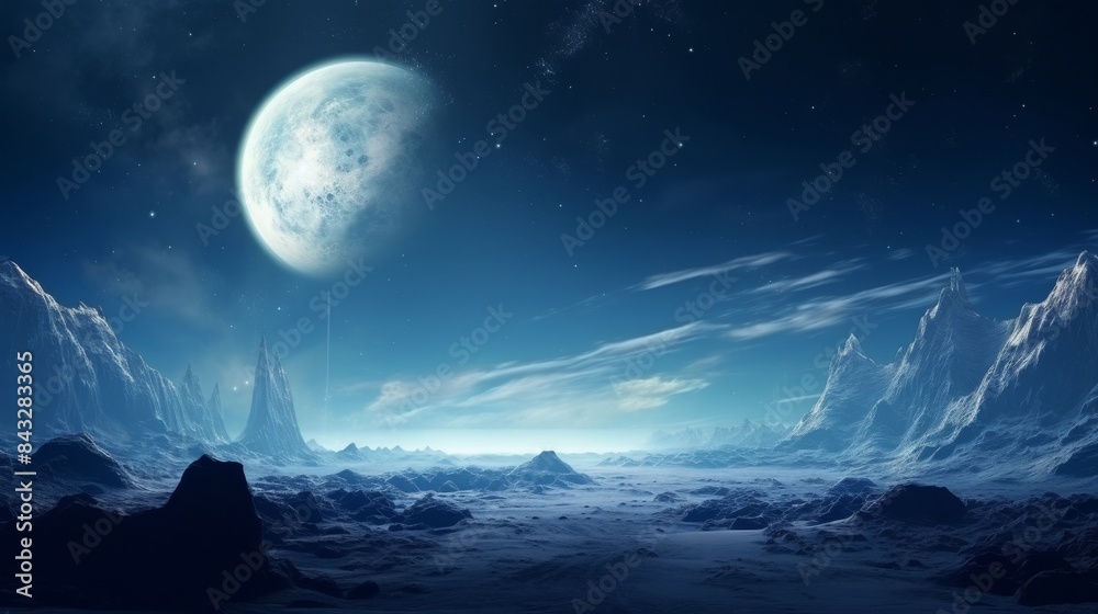 Canvas Prints alien space background moon clouds dreamy fantasy.