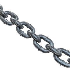 Obraz premium A chain of metal links is shown in a white background