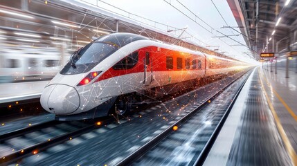 Fototapeta premium High-speed rail network map, illustrating the connectivity of modern train systems.