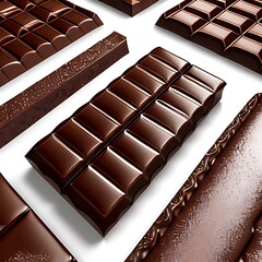 vector 3d realistic chocolate pieces. brown delicious bars