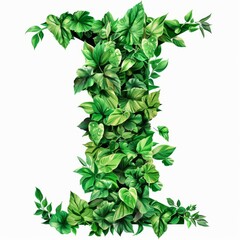 Fototapeta premium The word i made of leaves. Easy to remove background. Tropical leaves collection.
