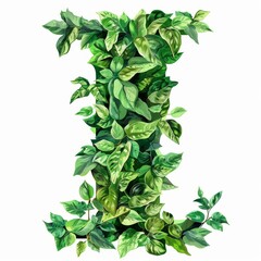 Fototapeta premium The word i made of leaves. Easy to remove background. Tropical leaves collection.