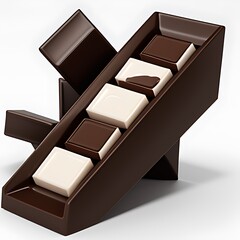 vector 3d realistic chocolate pieces. brown delicious bars