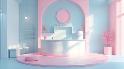 Trade show booth icon 3d blender pastel color Abstract background with light colour palette