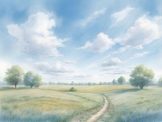 summer sky over meadow 