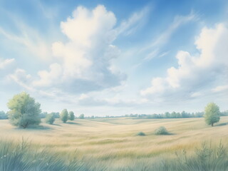 summer sky over meadow 