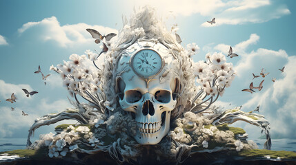 3d illustration visualized a stylized mythical death, huanting, resurrection