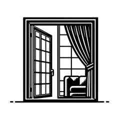 illustration of window and door, suitable for window fabrication logo and etc