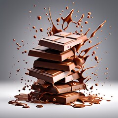 vector 3d realistic chocolate pieces. brown delicious bars