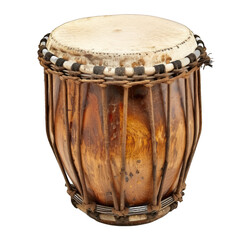 A small drum with a white and black design