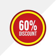 Set of sales discount promotions made of numbers. Vector Illustration of 60% percent diskonto for your unique sale poster.