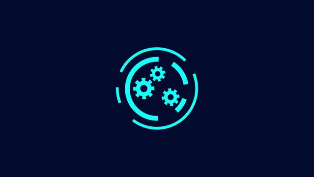 Animated data settings line icon. Database server with spinning gears animation.
