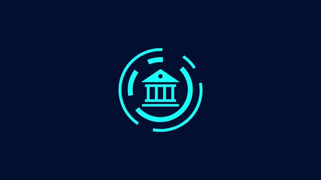 Bank Building Icon Isolated. Bank building icon animation.