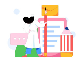 Invite friends to conduct questionnaire flat vector concept operation hand drawn illustration
