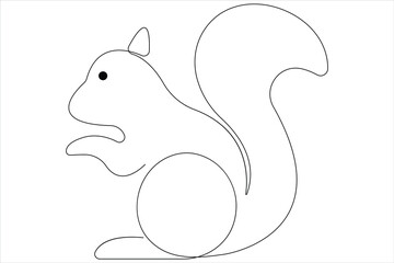 One Continuous line art drawing of squirrel vector illustration