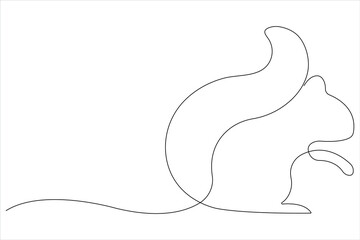 One Continuous line art drawing of squirrel vector illustration © Shemol