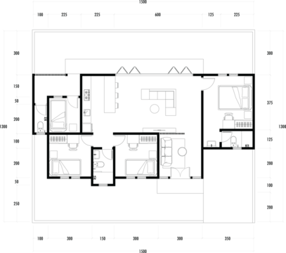 Architecture plan with furniture. home floor plan, isolated on white background, stock illustration.