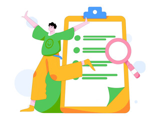 Invite friends to conduct questionnaire flat vector concept operation hand drawn illustration
