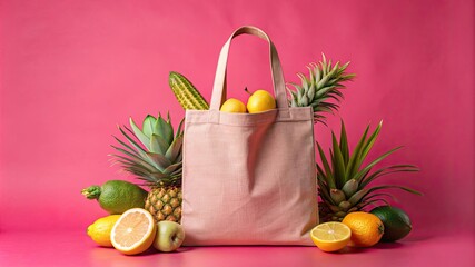 Tote bag canvas fabric cloth shopping sack mockup template