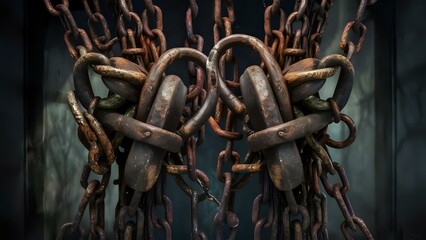 Entangled Rusty Chains and Padlock
